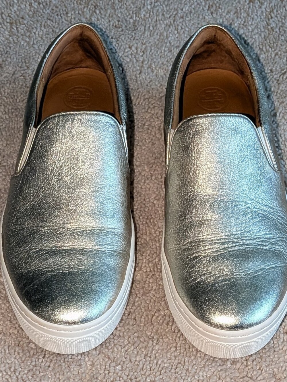 Tory Burch Metallic Gold Slip-On Fashion Sneakers. 8M Used-Excellent Condition